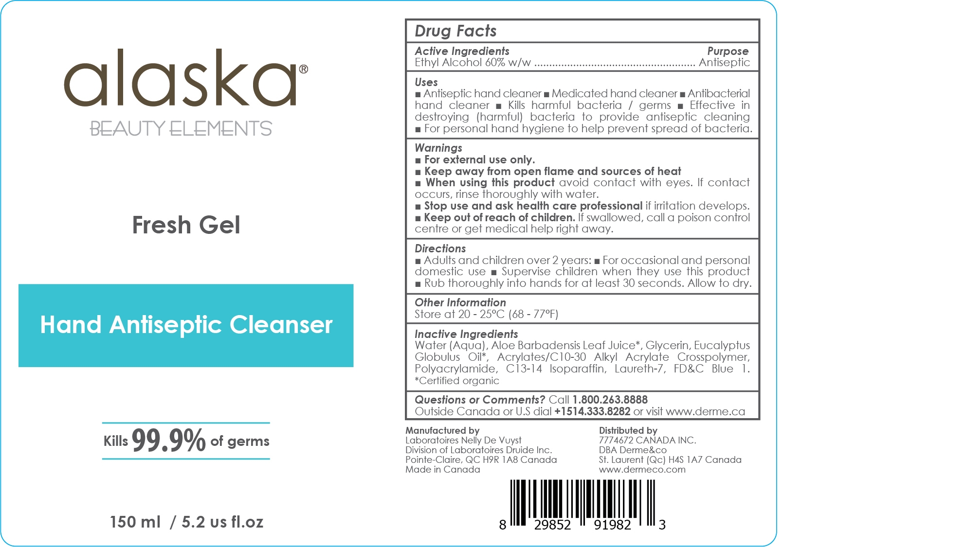 Alaska Beauty Elements Fresh Gel Hand Antiseptic Cleanser 150 mL