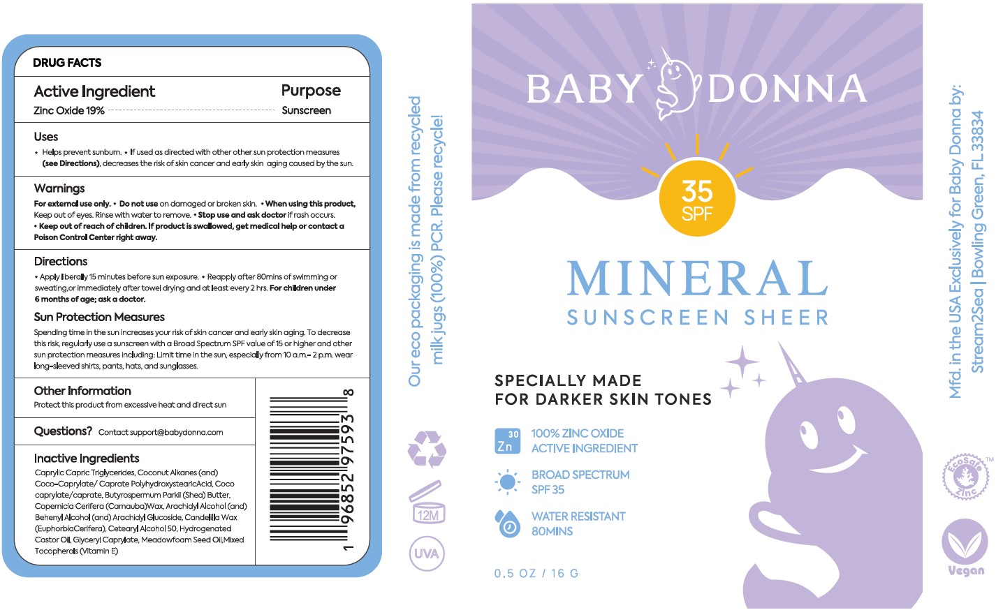 Baby Donna Mineral Sunscreen Sheer 35 SPF