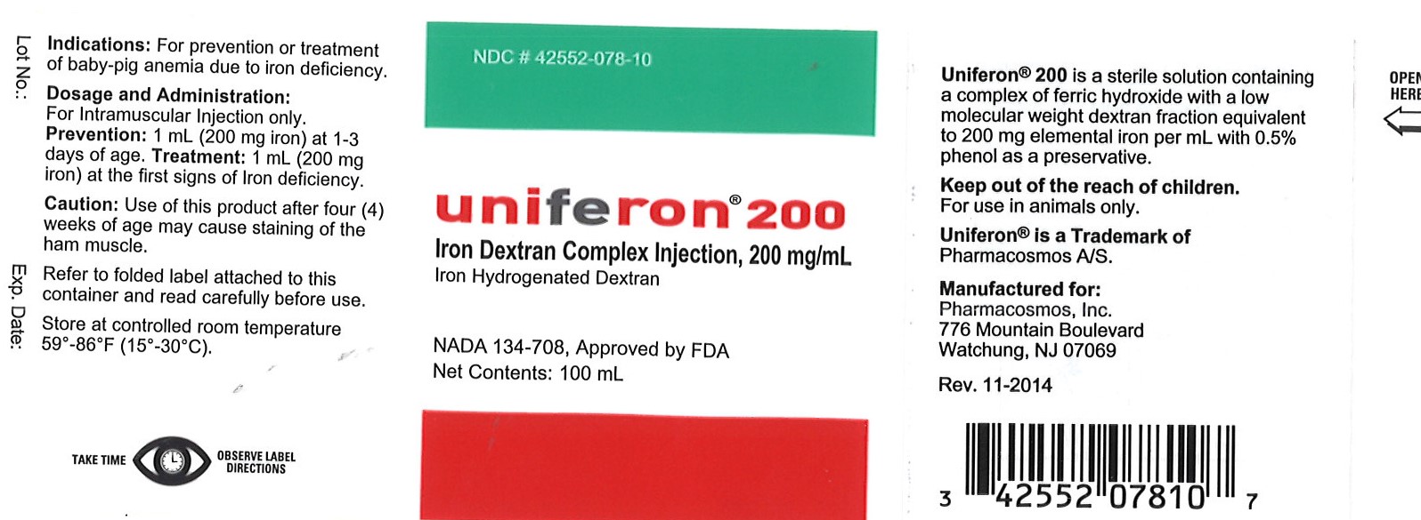 Uniferon 200mg 100mL Label