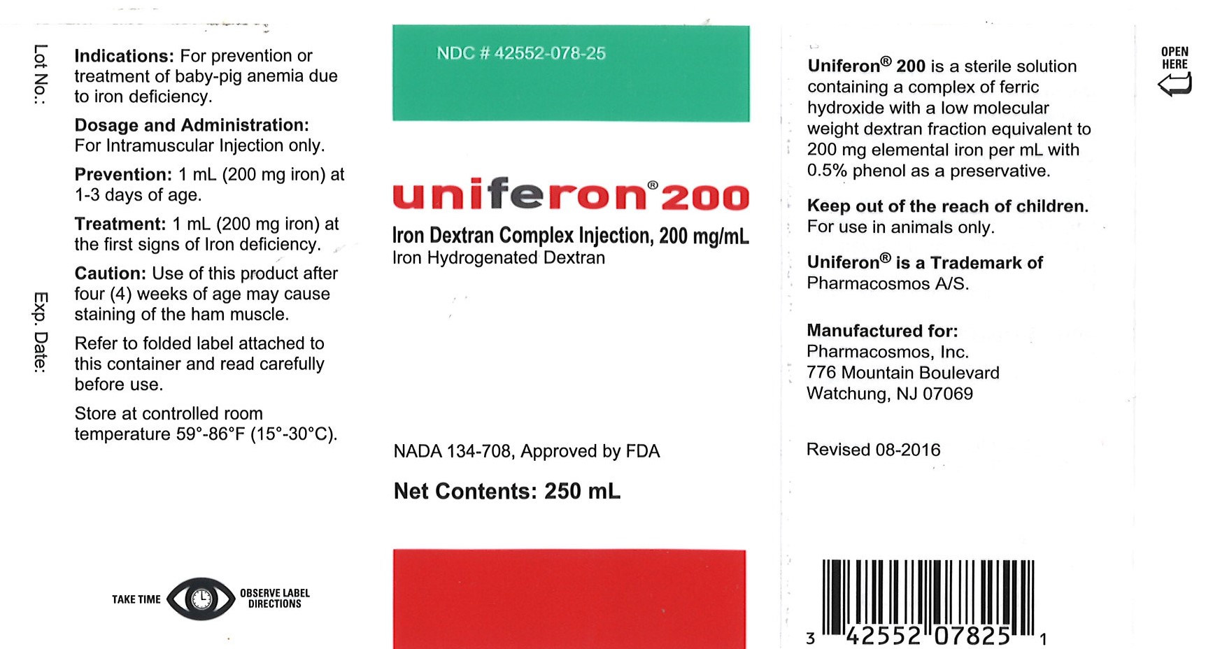 Uniferon 200mg 250mL Label