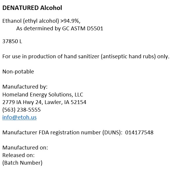 Denatured Alcohol Label 37850L