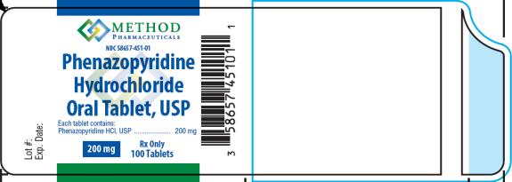 PRINCIPAL DISPLAY PANEL Phenazopyridine Hydrochloride Oral Tablet, USP 200 mg Rx Only 100 Tablets