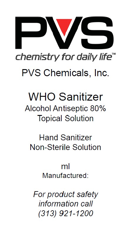 WHO Sanitizer -front label