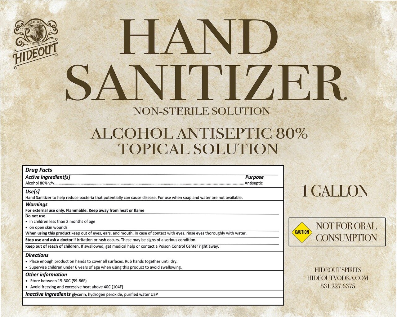 1 Gallon Hideout Hand Sanitzier