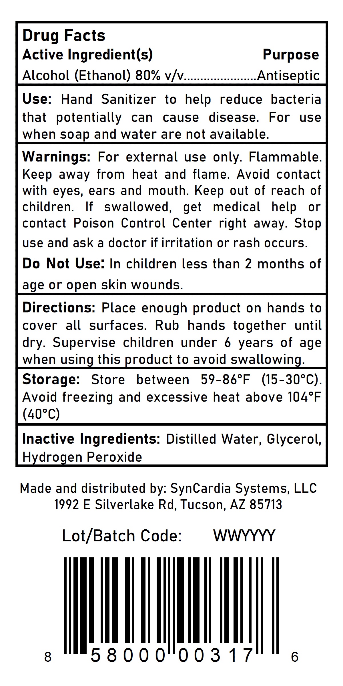 Hand Sanitizer Back Product Label 946.353 ml 