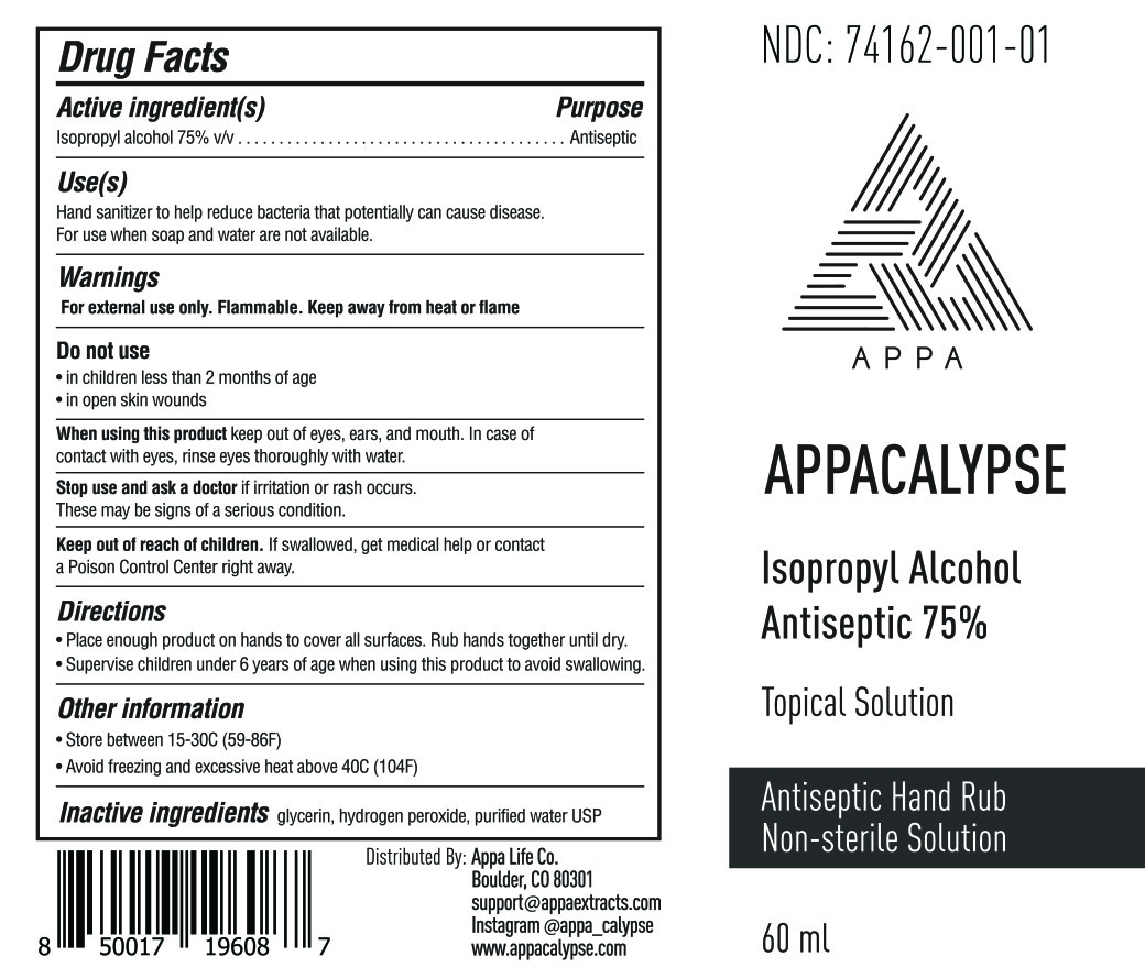 60 mL 75% Isopropyl Antiseptic Rub for Appa label