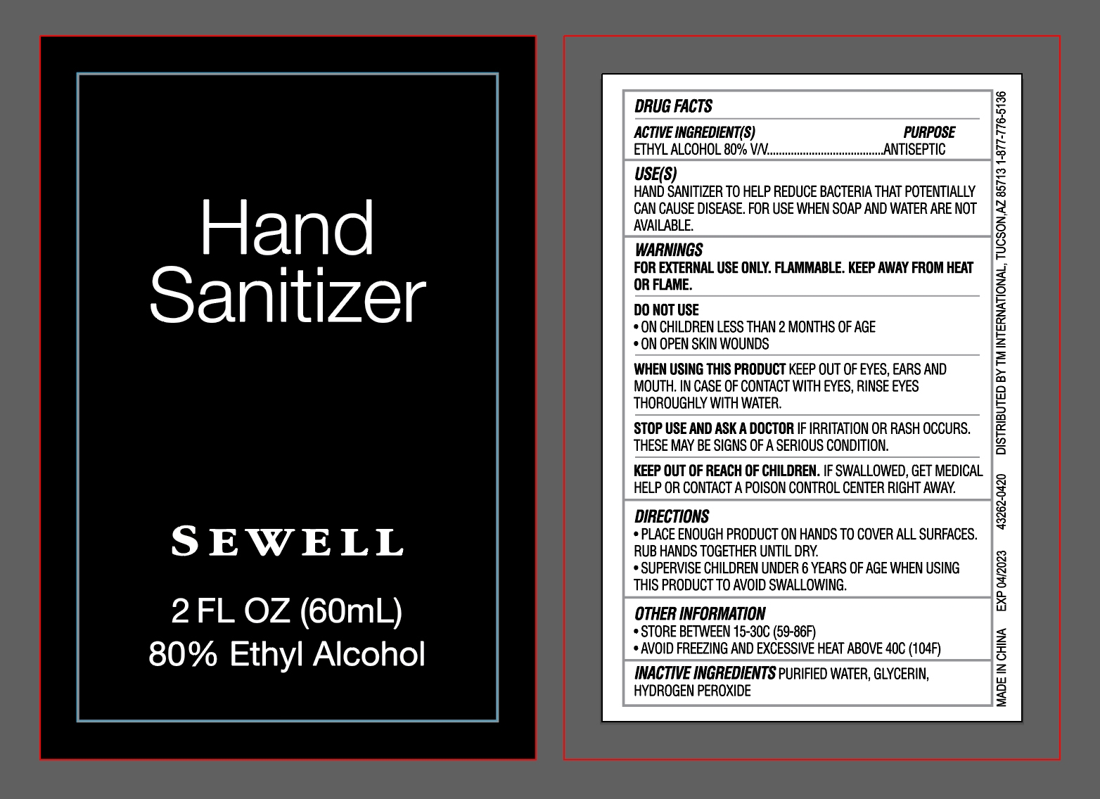 Hand Sanitizer Bottle 60ml Sewell