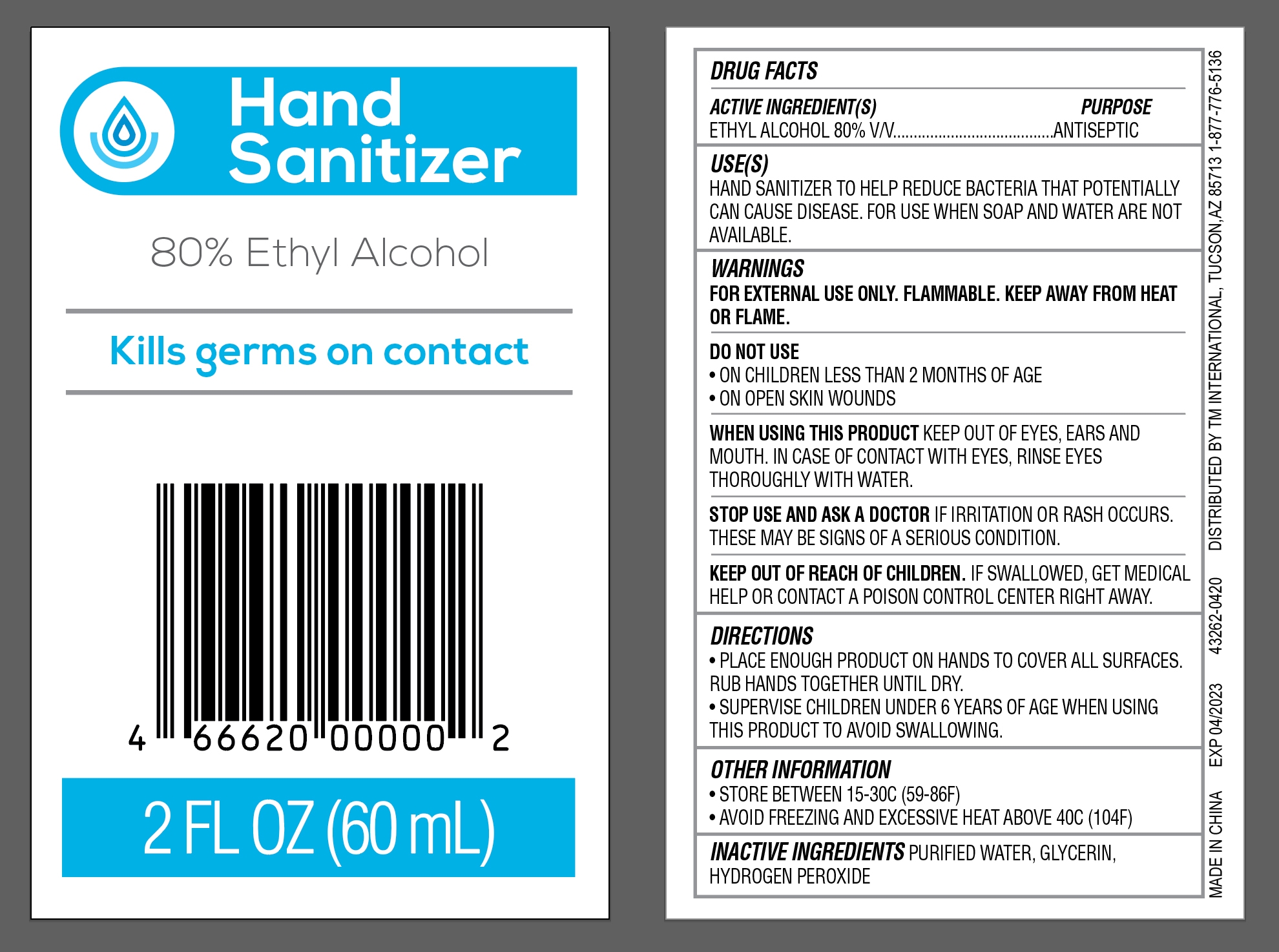 Hand Sanitizer Bottle 60ml Inspire