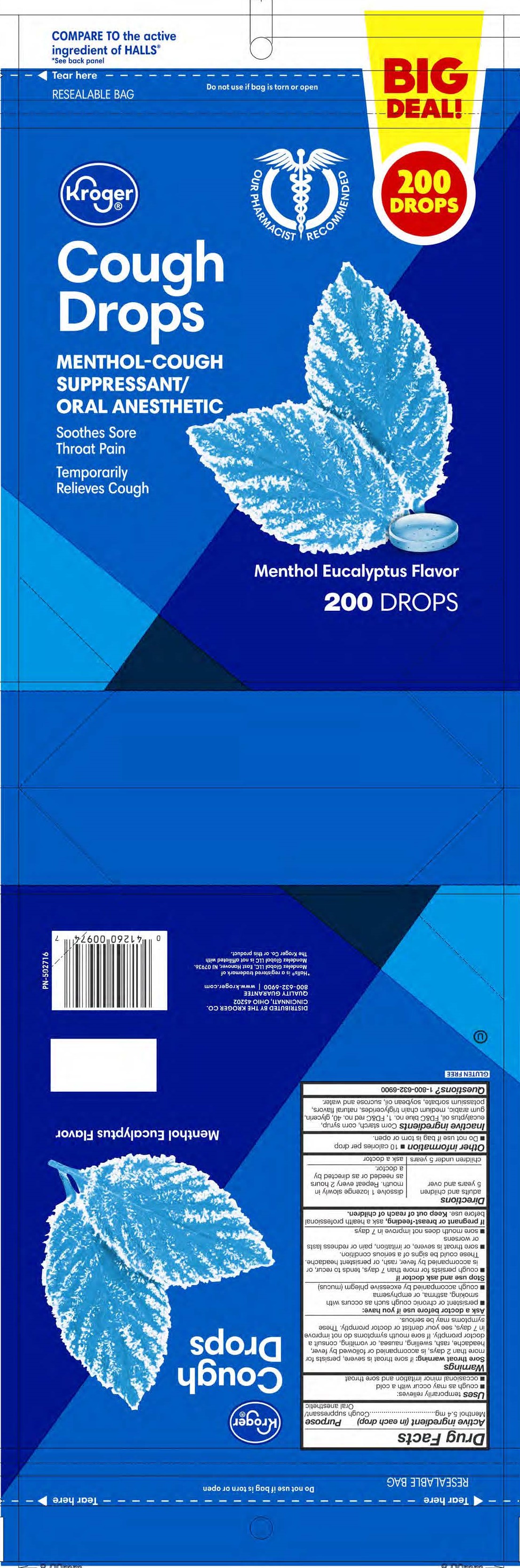Kroger Menthol 200ct Cough Drops