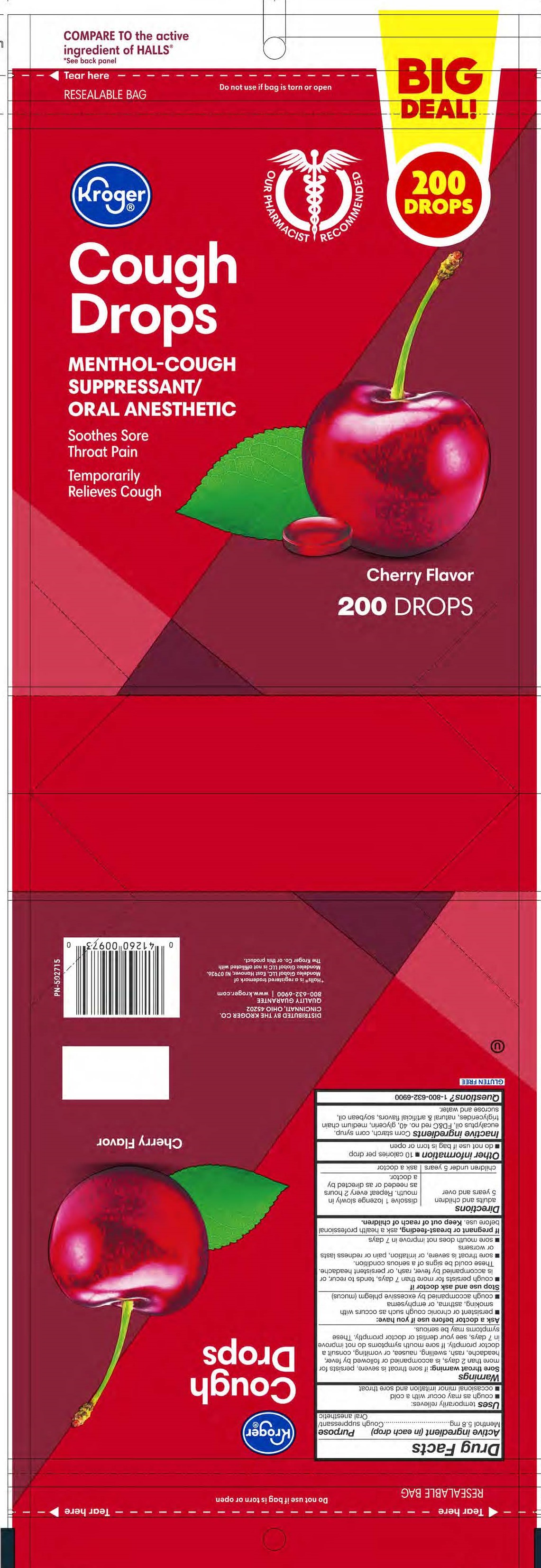 Kroger Cherry 200ct Cough Drops