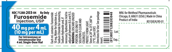 PRINCIPAL DISPLAY PANEL – Furosemide Injection, USP 40 mg per 4 mL Container Label