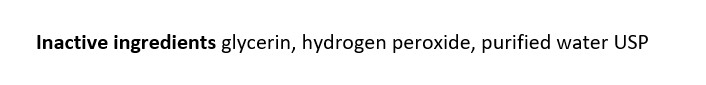 Glycerol (1.45% v/v). Hydrogen peroxide (0.125% v/v). Sterile distilled water or boiled cold water.