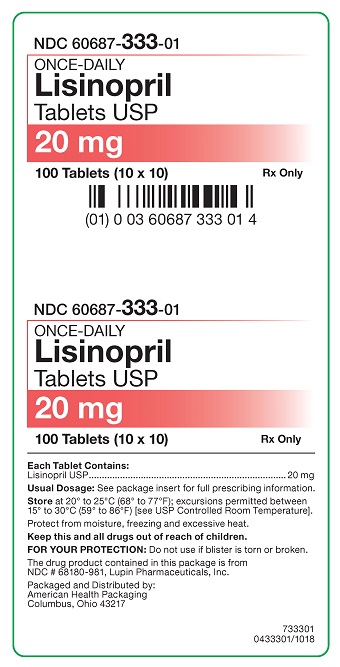 20 mg Lisinopril Tablets Carton