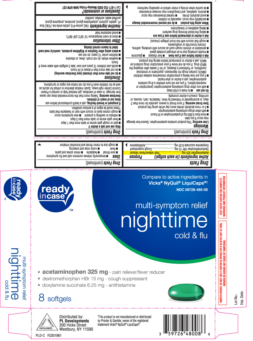 Acetaminophen 325 mg, Dextromethorphan HBr 15 mg, Doxylamine succinate 6.25 mg