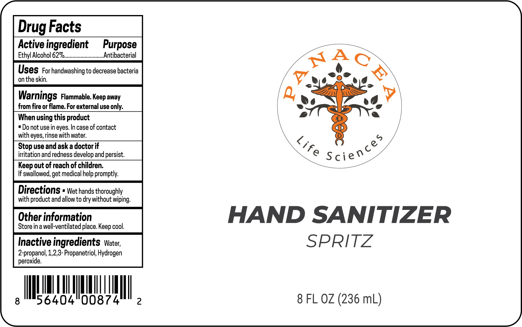 PLS Hand Sanitizer Spritz 236 ml label