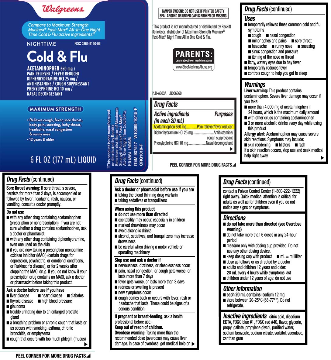 Acetaminophen 650 mg, Diphenhydramine HCl 25 mg, Phenylephrine HCl 10 mg