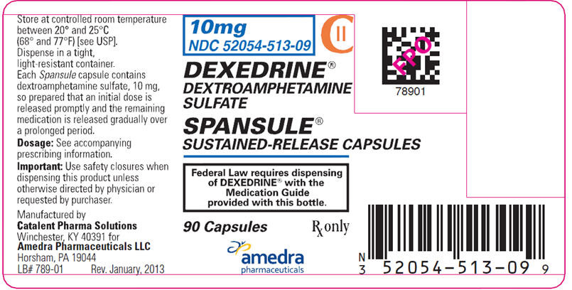 10 mg NDC: <a href=/NDC/52054-512-09>52054-512-09</a> DEXEDRINE® DEXTROAMPHETAMINE SULFATE SPANSULE® SUSTAINED-RELEASE CAPSULES CII