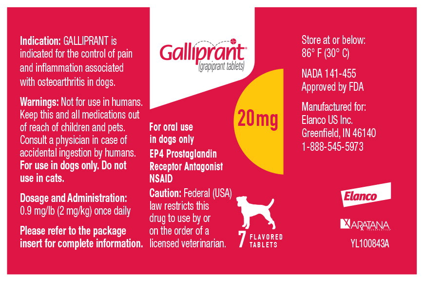 Principal Display Panel - Galliprant 20 mg 7 Tablets Bottle Label
