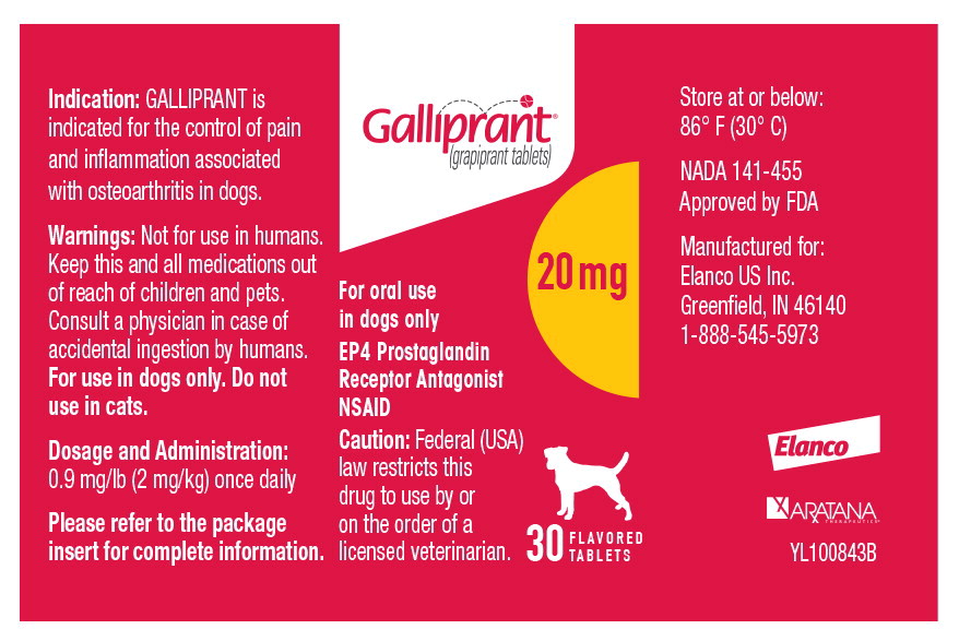 Principal Display Panel - Galliprant 20 mg 30 Tablets Bottle Label
