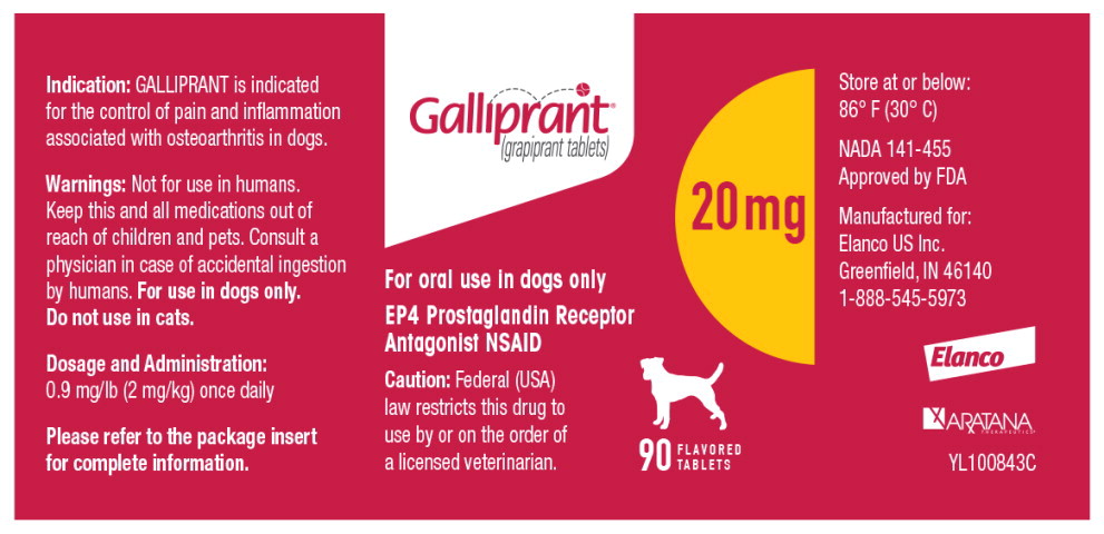 Principal Display Panel - Galliprant 20 mg 90 Tablets Bottle Label
