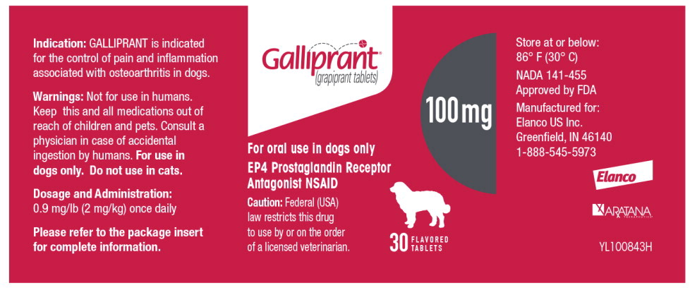 Principal Display Panel - Galliprant 100 mg 30 Tablets Bottle Label
