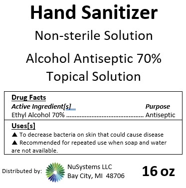 16 oz bottle hand sanitizer front label