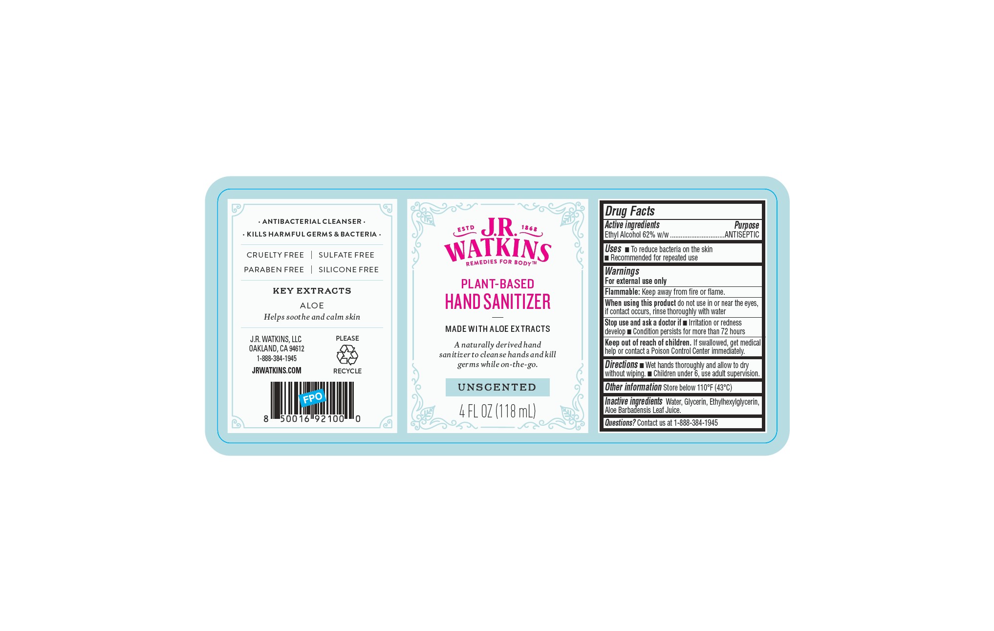 JR Watkins Sanitizer Label