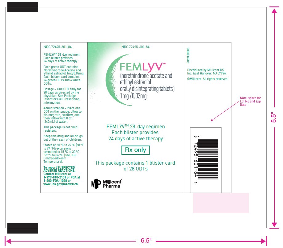 Femlyv (norethindrone acetate and ethinyl estradiol orally disintegrating tablets) 1mg/0.02mg pouch label