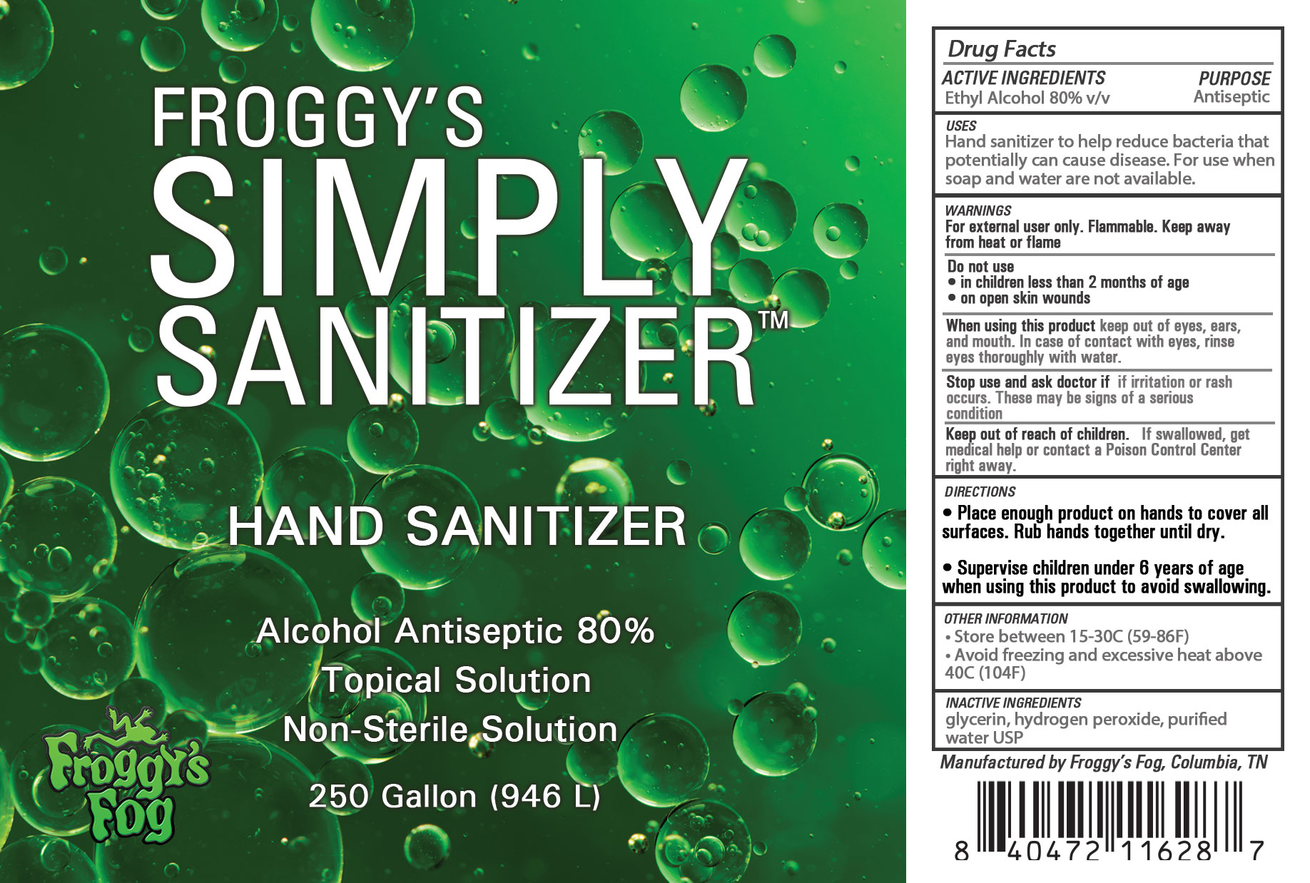 Froggy's Simply Sanitizer 250 Gal