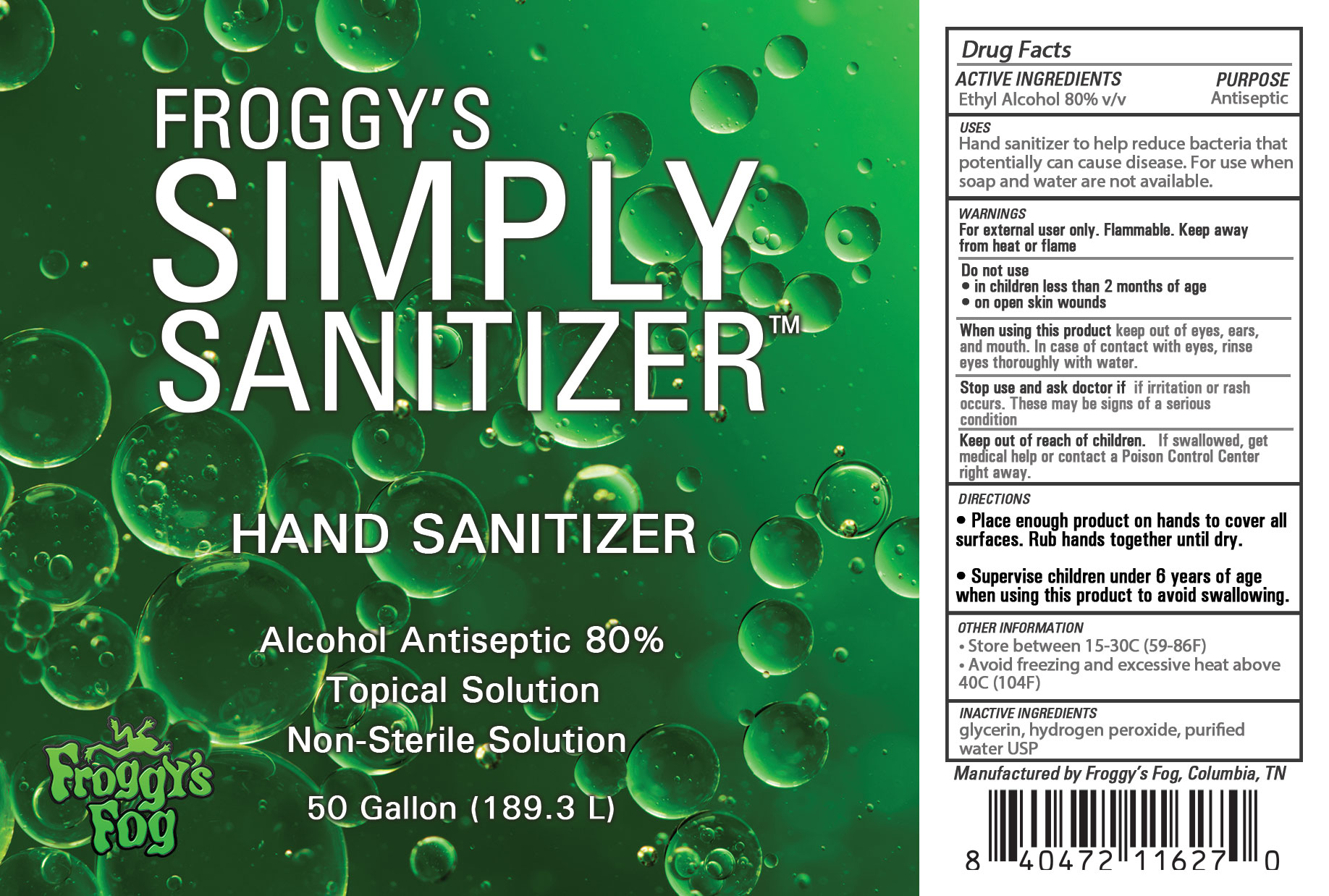 Froggy's Simply Sanitizer 50 Gal