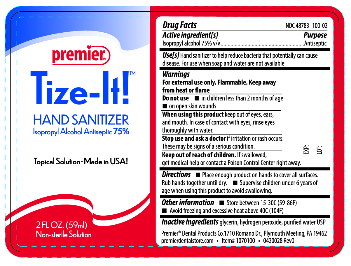 Tize-It Hand Sanitizer 2oz Spray Bottle Label