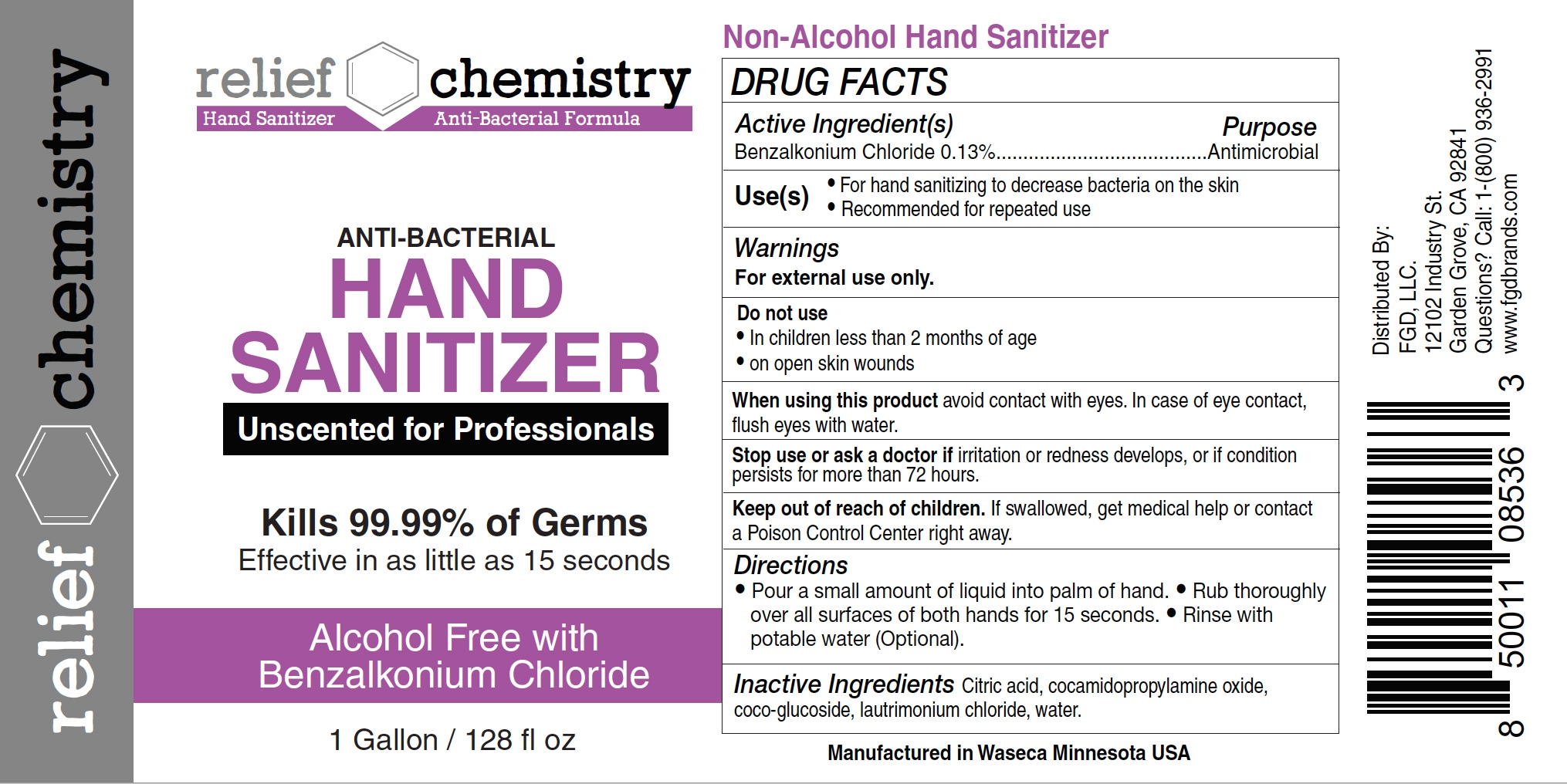 relief c anti-bacterial hand sanitizer 1gal