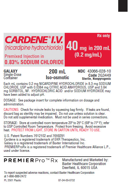 CARDENE Representative 40 mg Container Label 2 of 2 NDC: <a href=/NDC/43066-028-10>43066-028-10</a>