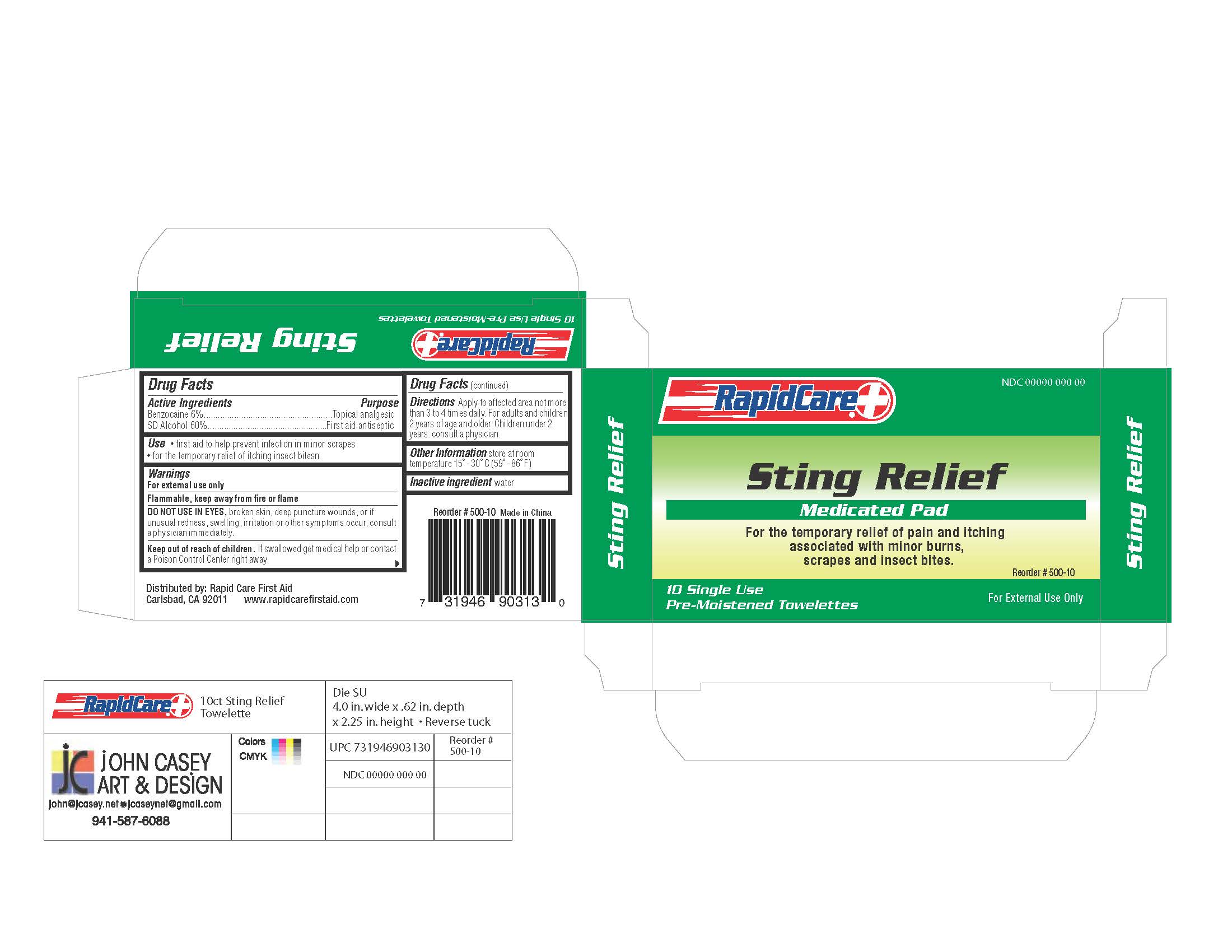 RapidCare Sting Relief - 10 Packet Carton