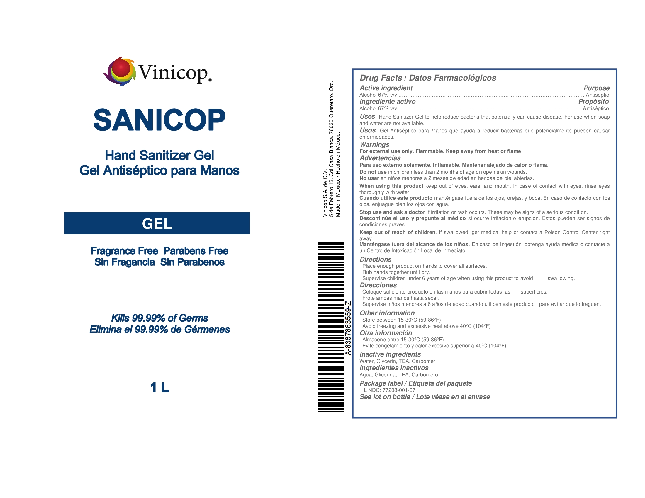 SANICOP LABEL 1L BOTTLE