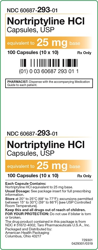 25 mg Nortriptyline HCl Capsules Carton