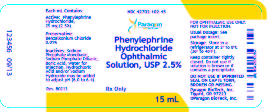 Phenylephrine Hydrochloride Ophthalmic Solution - 2.5% 15 mL Bottle Label