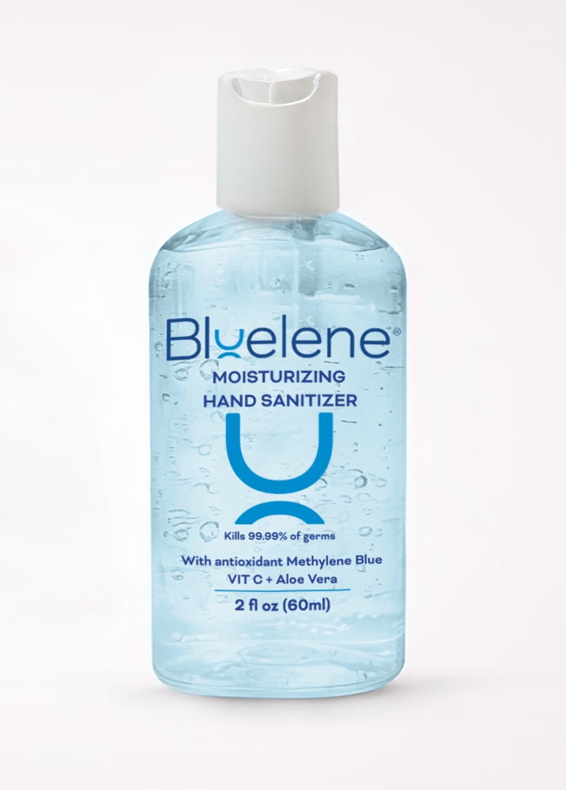 Bluelene Moisturizing Hand Sanitizer Kills 99.99% of germs  With antioxidant Methylene Blue Vit C+ aloe Vera  2fl oz (60ml)