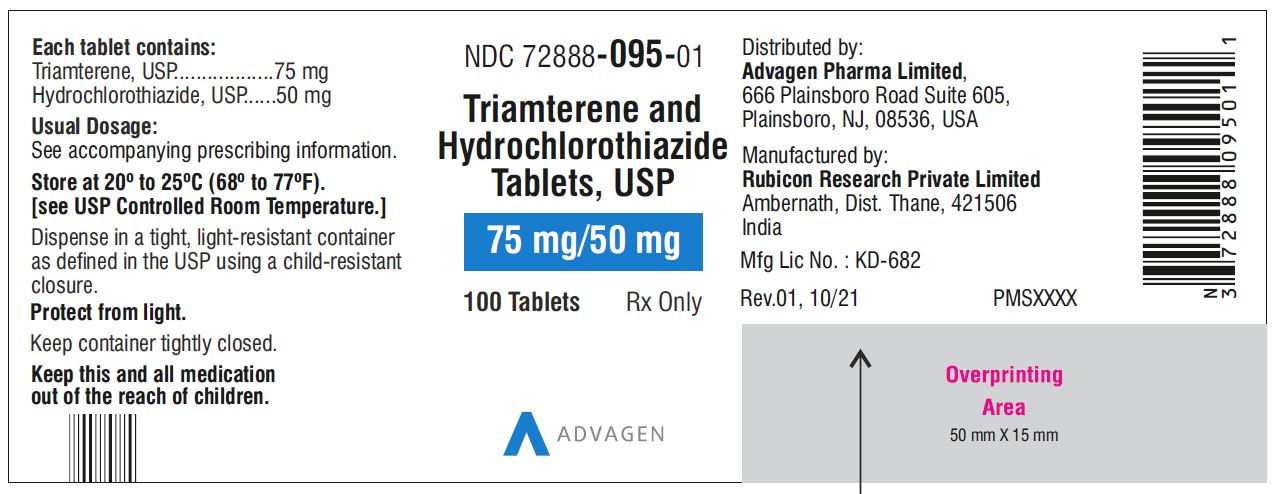 Triamterene and Hydrochlorothiazide Tablets, USP 75mg/50 mg  - NDC: <a href=/NDC/72888-095-01>72888-095-01</a> - 100s Label
