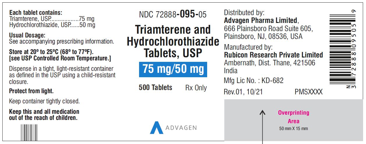 Triamterene and Hydrochlorothiazide Tablets, USP 75mg/50 mg - NDC: <a href=/NDC/72888-095-05>72888-095-05</a> - 500s Label