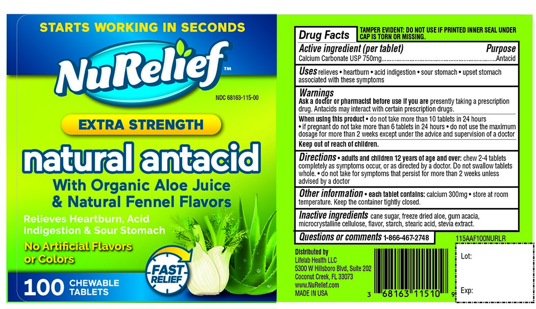 NuRelief Extra Strength Natural Antacid 100 Chewable Tablets