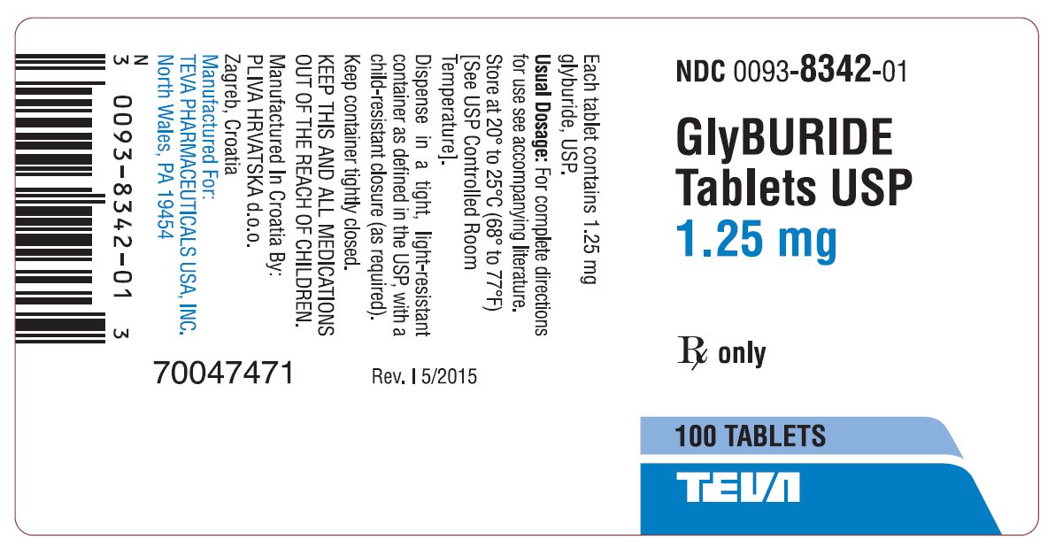 GlyBURIDE Tablets USP 1.25 mg 100s Label