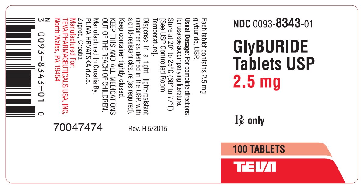 GlyBURIDE Tablets USP 2.5 mg 100s Label