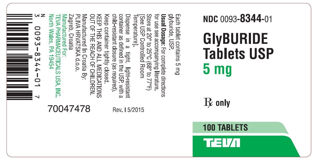 GlyBURIDE Tablets USP 5 mg 100s Label