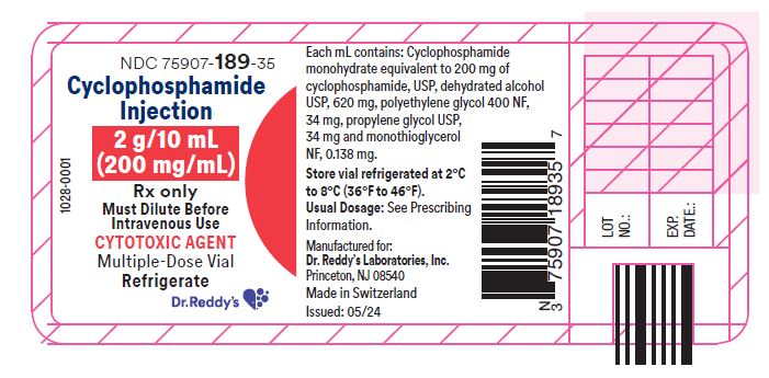 Cyclophosphamide Injection,2 g/10 mL Vial Label