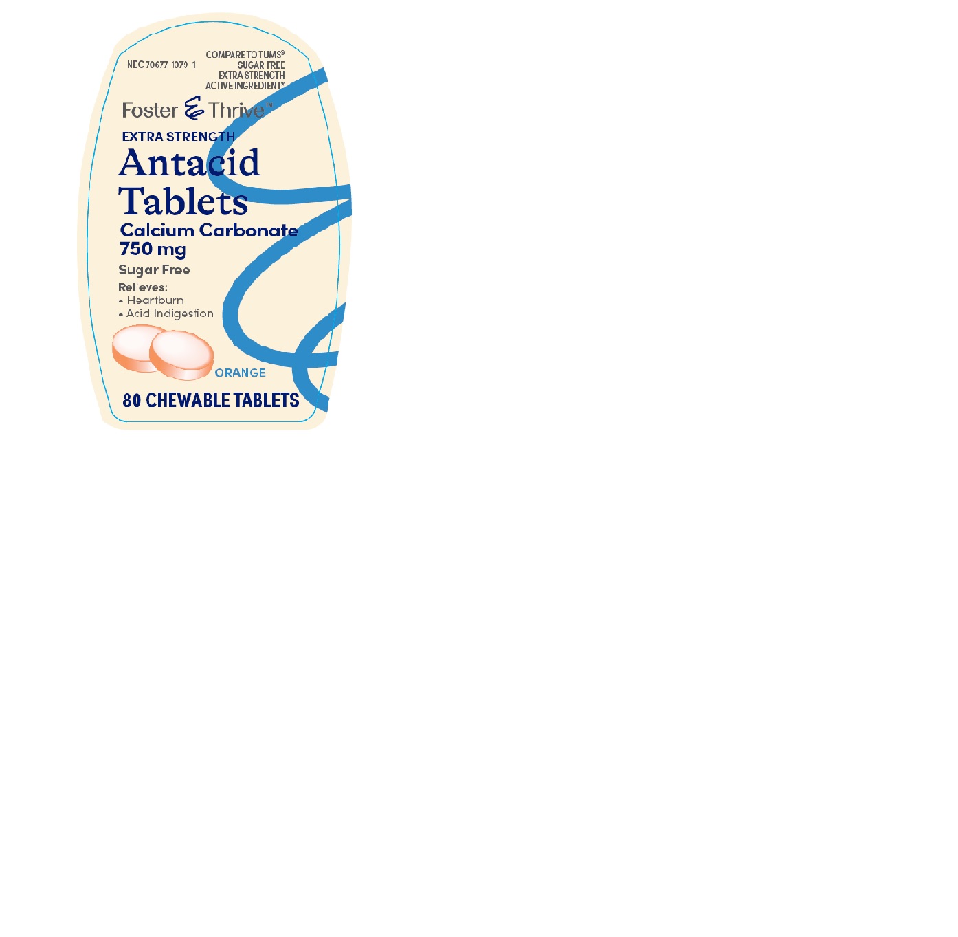 FOSTER AND THRIVE EXTRA STRENGTH SUGAR FREE ANTACID ORANGE calcium carbonate tablet, chewable