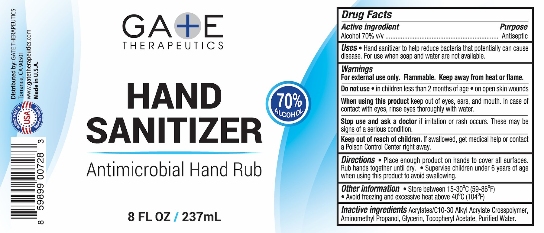 Gate Hand Sanitizer Label