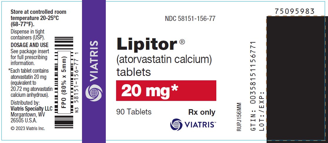 Lipitor® 20 mg Bottle Label