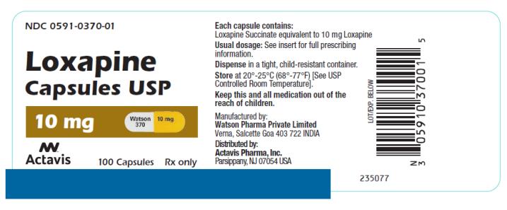 PRINCIPAL DISPLAY PANEL NDC: <a href=/NDC/0591-0370-01>0591-0370-01</a> Loxapine Capsules USP 10 mg 100 Capsules Rx Only