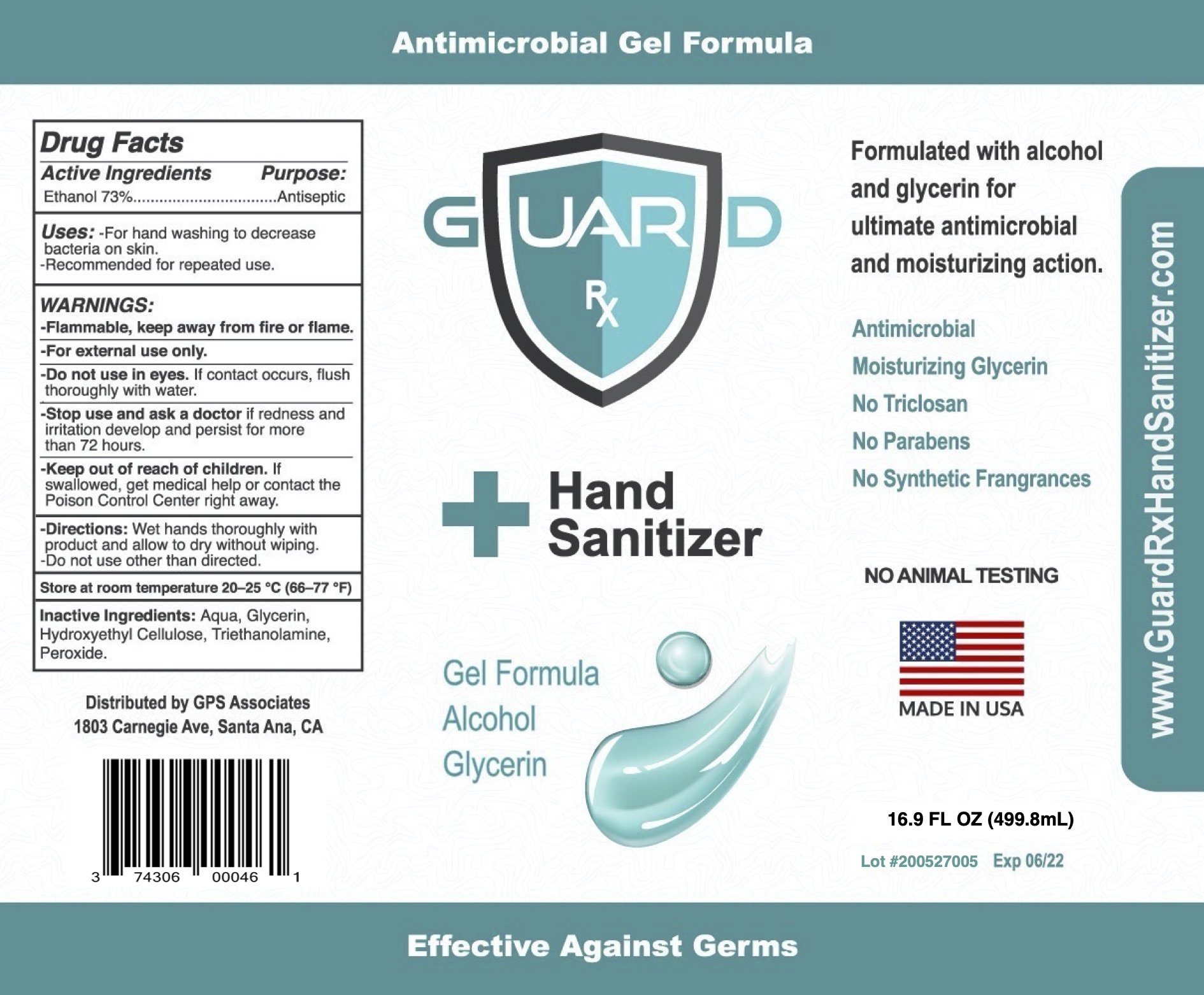 GuardRx Gel label 16.9oz